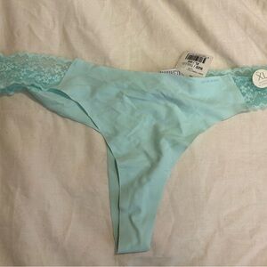 Women's Lace Trim Thong in Light Blue